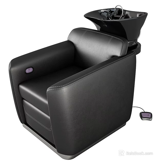 Black Leather Massage Chair Modern Design With Remote Control For Comfortable Relaxation 3d model 