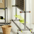 Mobile Storage Shelving Unit with Pegboard Panels Hooks and Multi Tier Shelves for Home Organization