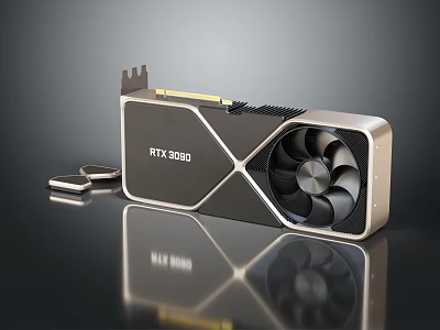 RTX 3090 Graphics Card Electronic Device With Cooling Fan And Modern Design 3d model