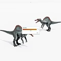 Two Spinosaurus Dinosaur Models With Red Sails And Gray Bodies On White Background 3d model