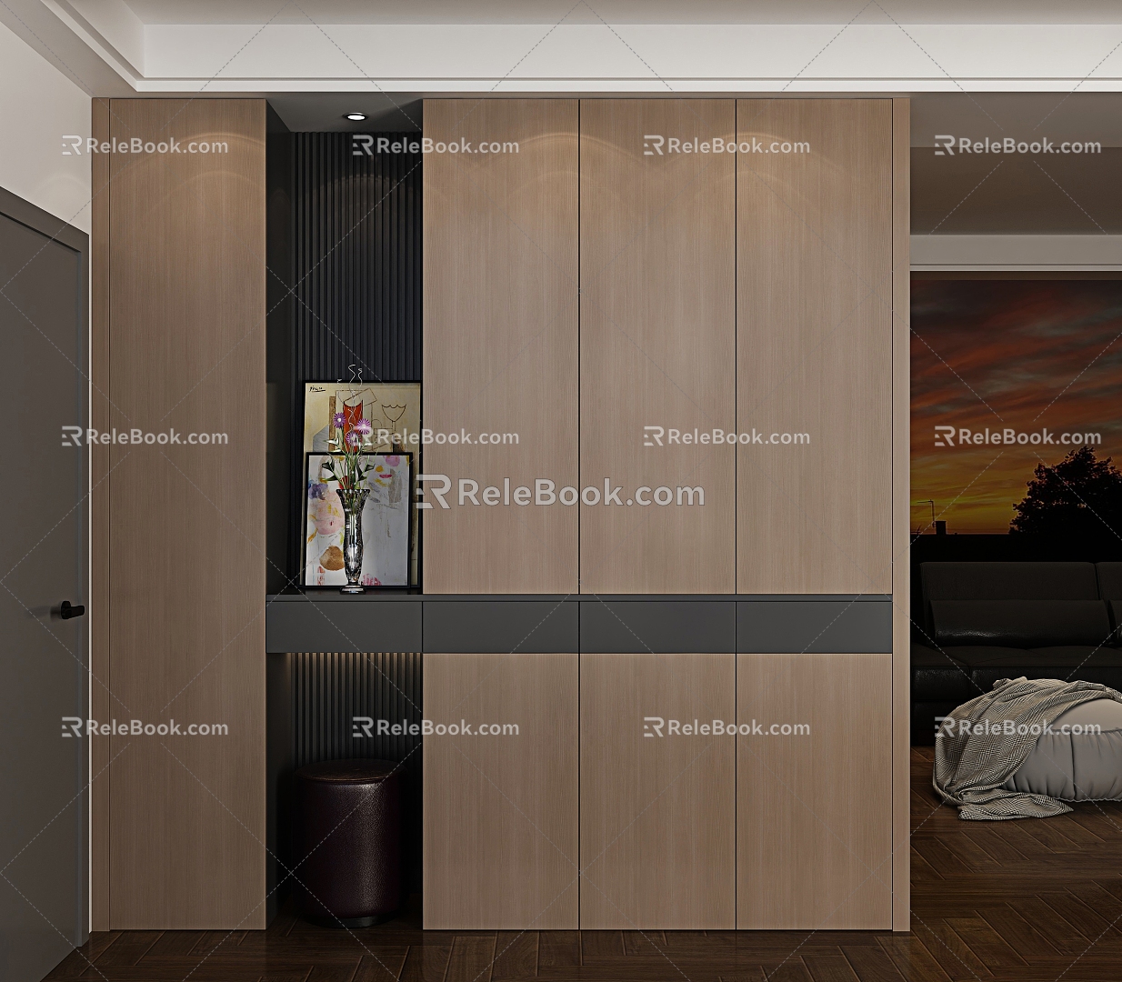 Italian Shoe Cabinet Entrance Cabinet 3d model