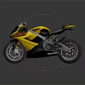Sporty Yellow And Black Motorcycle With Sleek Design Side Mirrors And Wheels