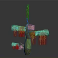 Artistic Green Plant Sculpture With Twisted Trunk And Yellow Dangling Flowers