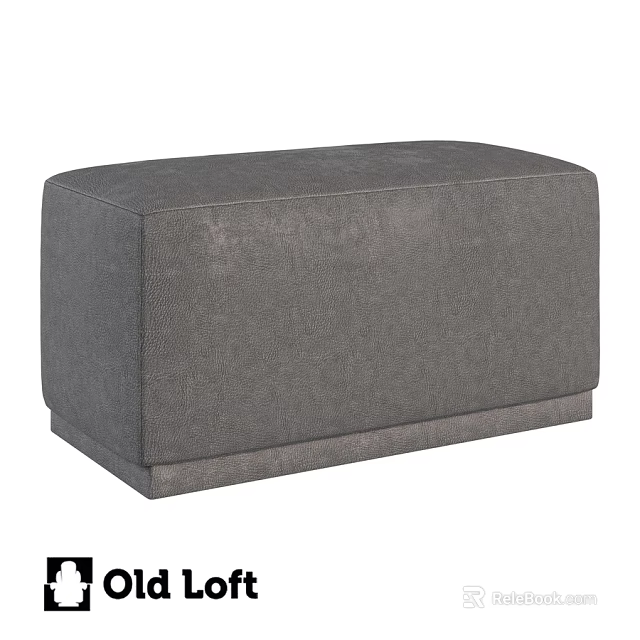 Modern Gray Upholstered Sofa Bench with Textured Surface and Rectangular Design 3d model 
