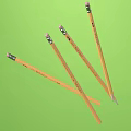 Four Yellow Pencils With Green Erasers And Black Text On Green Background