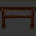Ornate Traditional Wooden Table With Carved Legs And Gold Trim Accents