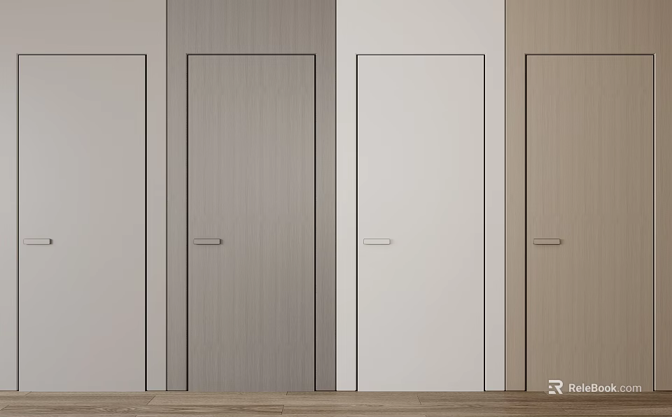 Various Color Hinged Doors With Wood Grain Texture For Modern Home Interior 3d model 