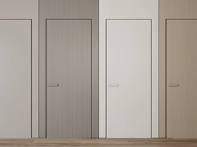 Various Color Hinged Doors With Wood Grain Texture For Modern Home Interior 3d model