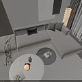 Beige L shaped Sectional Sofa In Modern Living Room With Coffee Table And Pillows