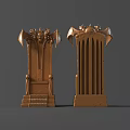 Two Ornate Brown Thrones With Bat Wings And Skull Decorations