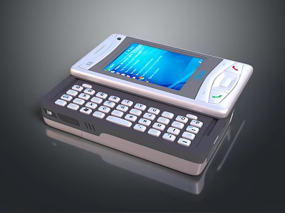 Modern Handheld Digital Device Featuring Color Screen and Integrated Physical Keyboard 3d model