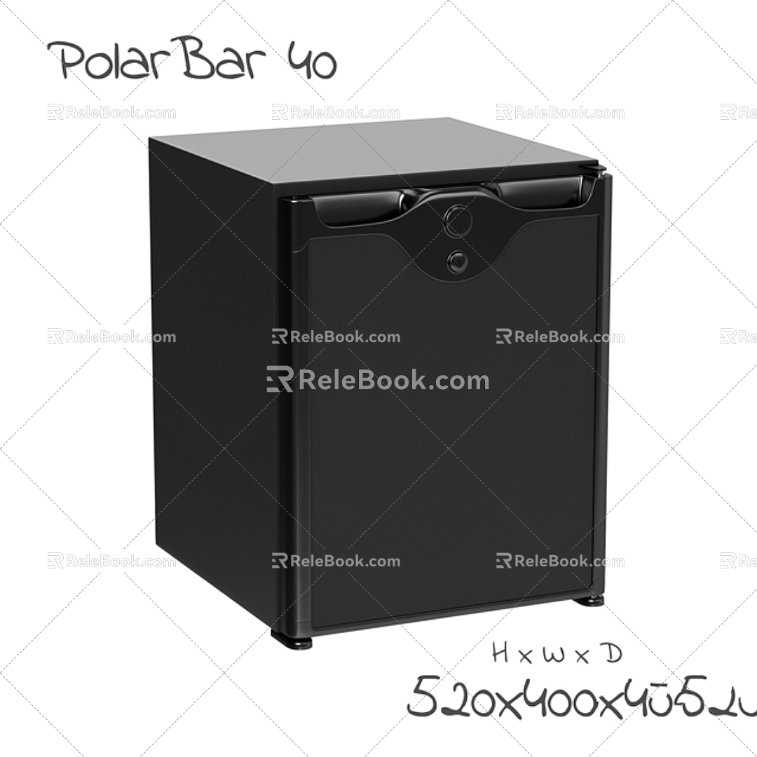 Modern Kitchenware Refrigerator Minibar Storage Metal Black 3d model