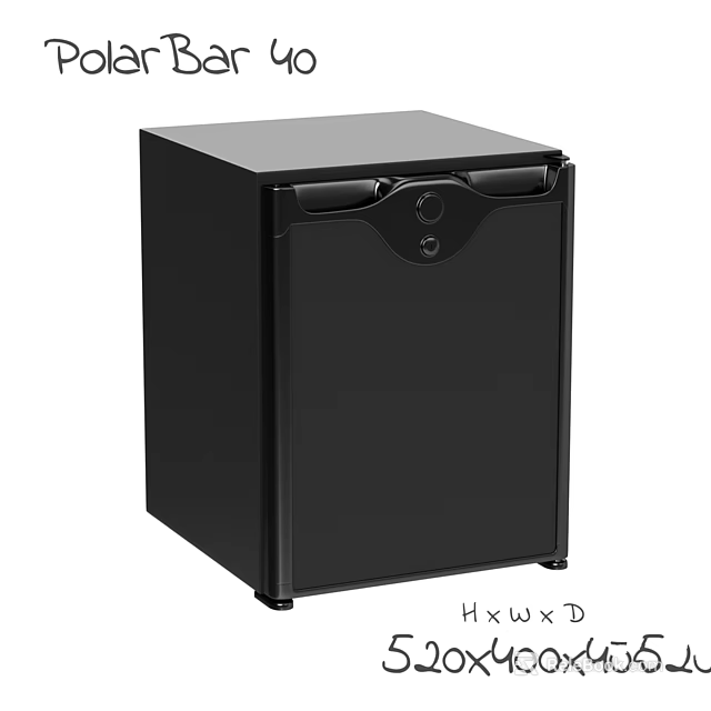 Black Compact Kitchen Refrigerator Appliance With Space Saving Design And Size HxWxD 3d model 