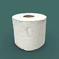 A Single Roll of White Patterned Toilet Paper on Green Background