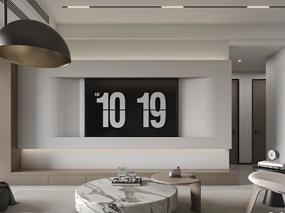 Modern Living Room TV Wall With Built In Display And Lighting 3d model