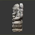 White Stone Ganesha Statue With Intricate Carvings Decorative Headdress And Base