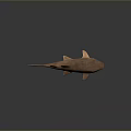 Realistic Brown Shark With Smooth Skin And Sharp Fins Swimming In Dark Water