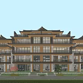 Modern Chinese Style Semi Detached Villa With Multi Story Glass Windows And Balconies