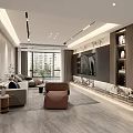 Modern Living Dining Room Interior With TV Wall Wine Rack And Marble Elements