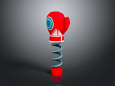 Red Boxing Glove Shaped Spring Loaded Training Device With Blue Accent 3d model