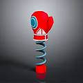 Red Boxing Glove Shaped Spring Loaded Training Device With Blue Accent