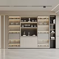 Modern Sleek Wine Cabinet Design With Glass Doors Storage Shelves And Wine Display Lighting