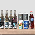 Assorted Bottled And Canned Beverages Including Beer Bottles Schweppes Coca Cola Pepsi