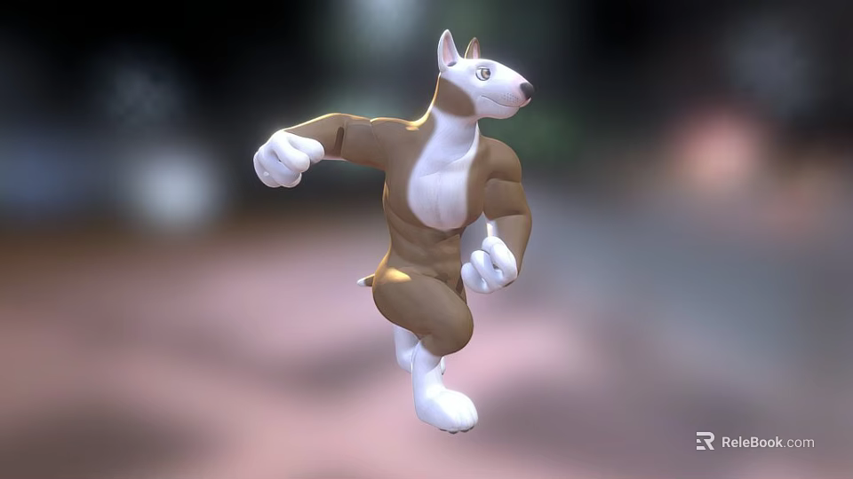 Playful Muscular 3D Cartoon Dog Character Running In Dynamic Energetic Pose 3d model 