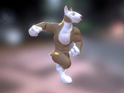 Playful Muscular 3D Cartoon Dog Character Running In Dynamic Energetic Pose 3d model