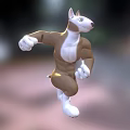 Playful Muscular 3D Cartoon Dog Character Running In Dynamic Energetic Pose