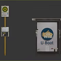 Modern Bus Shelter Facility With Roof Benches Information Board And Signpost
