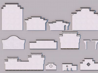 Traditional Building Facades Featuring Various Classical Design Elements And Shapes 3d model