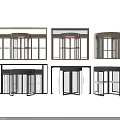 Various Styles Of Commercial Revolving Doors With Metal Frames And Glass Panels