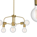 Modern Golden Metal Chandelier With Glass Bulbs For Interior Decor