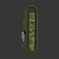 Camouflage Pouch With Green Brown Pattern Leather Trim And Buckle Closure