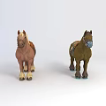 Tech Exhibition Hall Showcasing Two Toy Horses With Saddle In Brown Hues