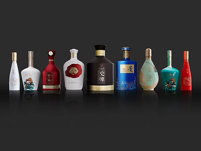 Liquor Bottled Wine Glass Bottle White Wine Bottle Wine Bottle Packaging Liquor Bottle Packaging Porcelain Bottle 3d model