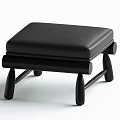 Stylish Black Leather Sofa Stool With Wooden Legs And Minimalist Design