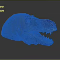 Tyrannosaurus Rex Dinosaur Head Model with Open Mouth Sharp Teeth and Orange Gray Skin