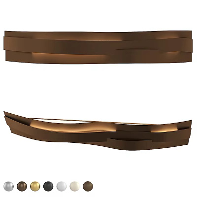 Layered Wavy Modern Wall Lights With Warm Glow And Sleek Brown Design 3d model