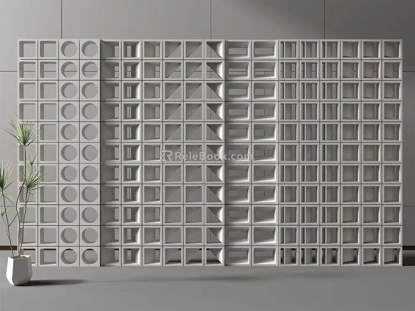 Modern partition cement brick partition 3d model