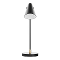 Modern Minimalist Table Lamp With Black Shade Adjustable Metal Arm And Round Base