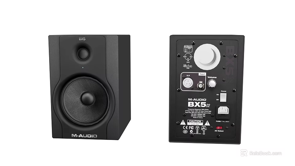 M-AUDIO BX5 Black Studio Monitors Featuring Front Speaker And Rear Control Panel 3d model 