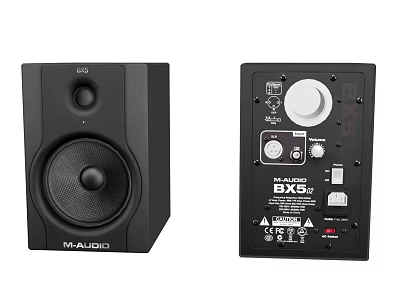 M-AUDIO BX5 Black Studio Monitors Featuring Front Speaker And Rear Control Panel 3d model