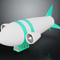 Cartoon Style Airship Model Featuring White Body Turquoise Stripes Propellers and Tail Wings
