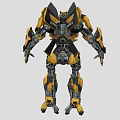 Yellow And Black Robotic Figure With Mechanical Armor And Detailed Joints