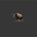 Detailed Brown Elephant Sculpture With Long Tusks Standing On Platform Base