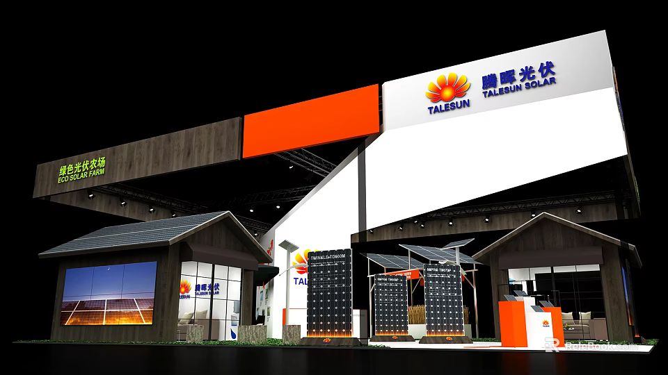 TALSON SOLAR Exhibition Booth with Solar Panels and Modern Display Structure 3d model 