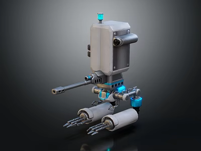 Futuristic Mechanical Weapon 3D Model With Robotic Arm And Cannon Barrel 3d model