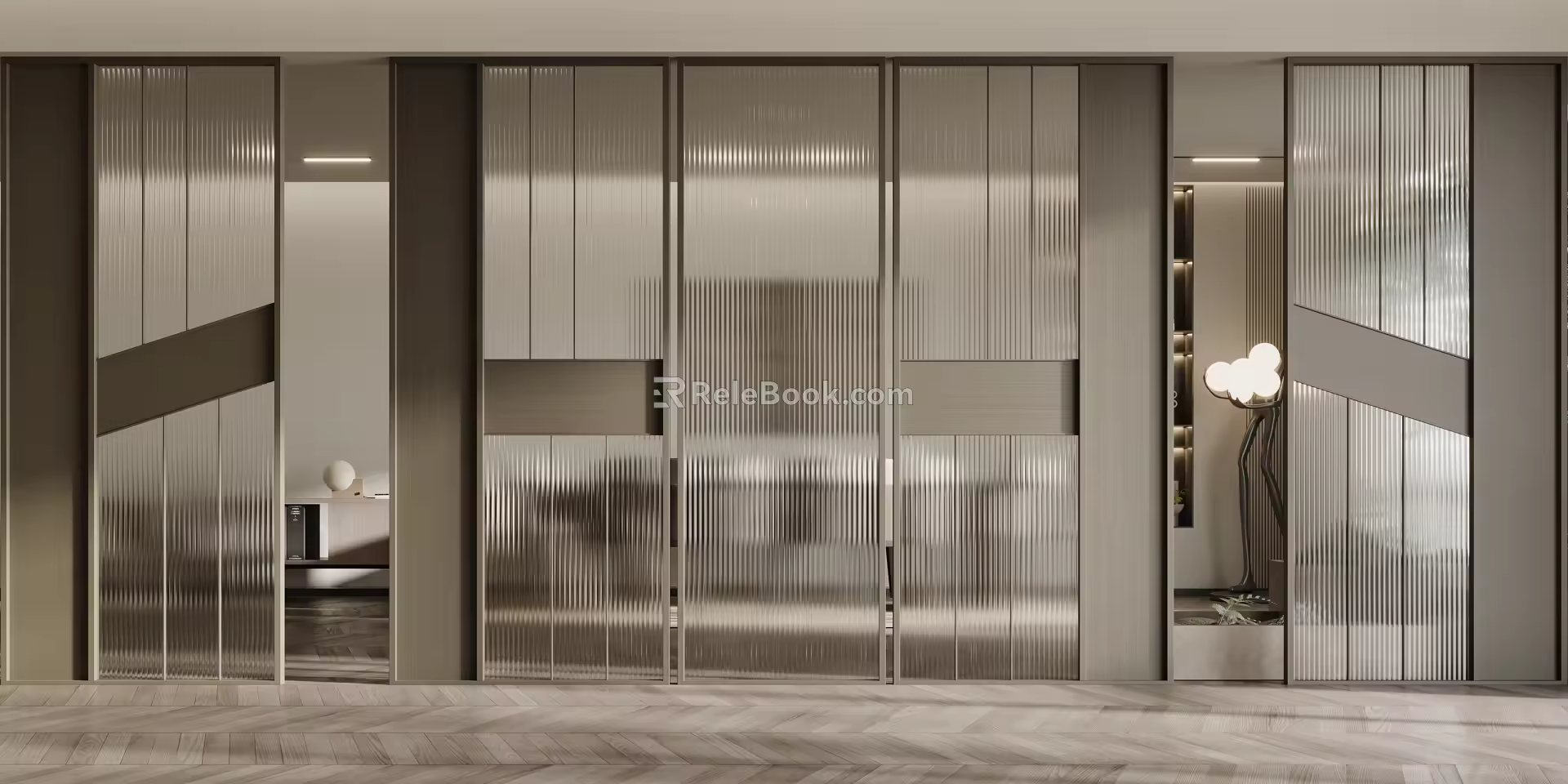 Modern screen partition glass partition 3d model